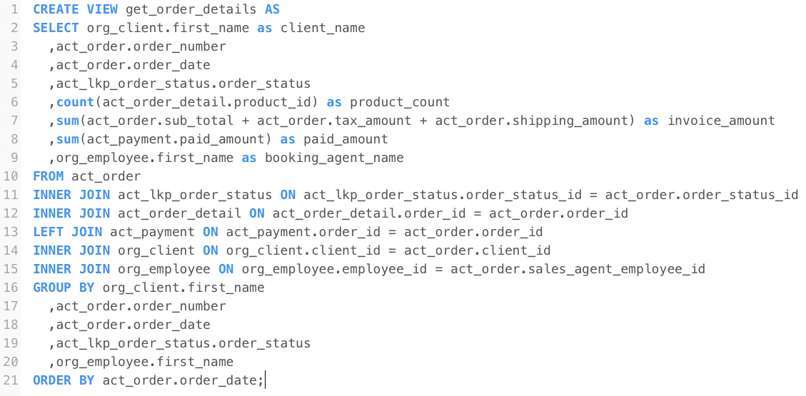 MS SQL sql database view